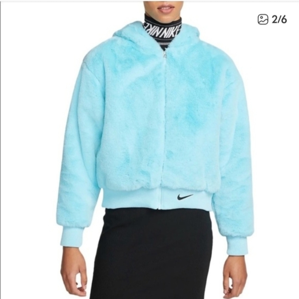 Nike Women's Light Blue Teddy Jacket - Picture 5 of 5